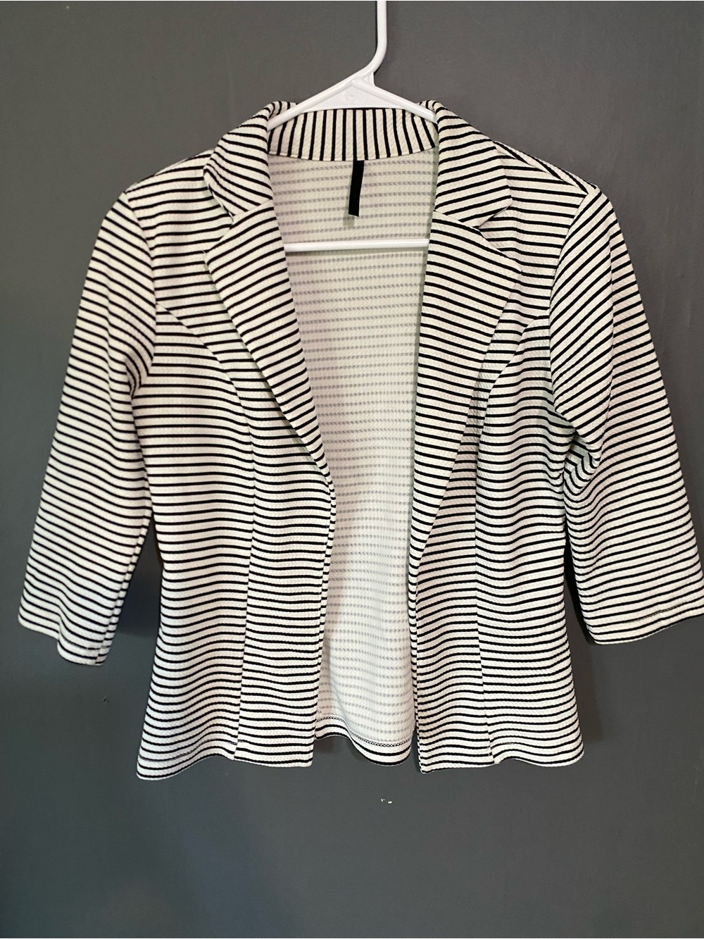 Striped Open-Front Women's Blazer Jacket - Black & White